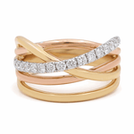 14K Tri Color Fashion Diamond Fashion Ring with 0.42Tw Round Diamonds - Miral Jewelry