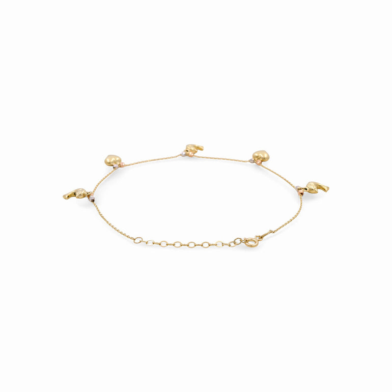 14K Tri Color Gold Ankle Bracelet - Miral Jewelry