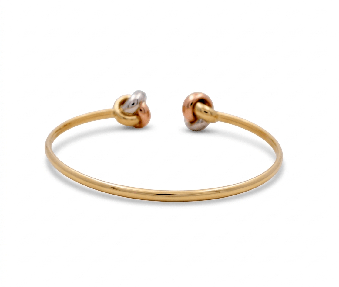 14K Tri Color Gold Bangle Bracelet Women's - Miral Jewelry