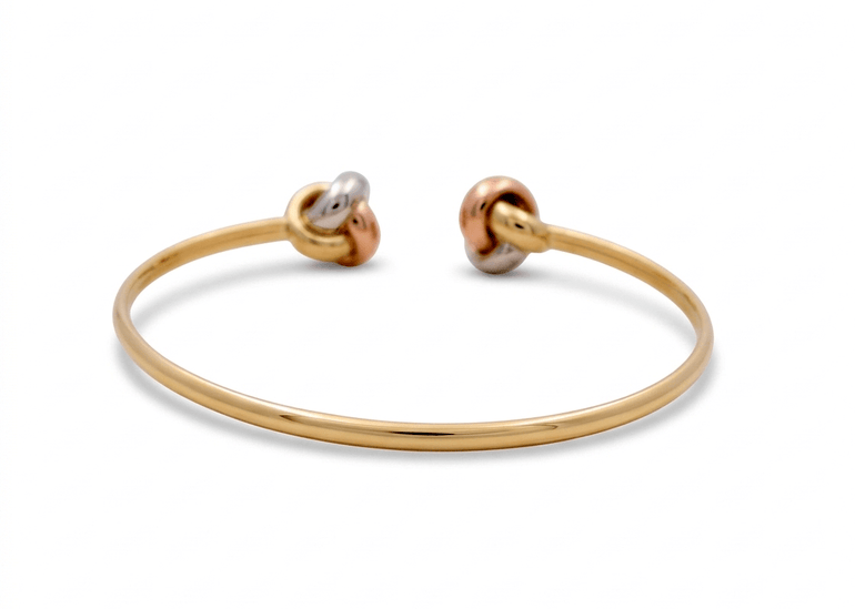 14K Tri Color Gold Bangle Bracelet Women's - Miral Jewelry