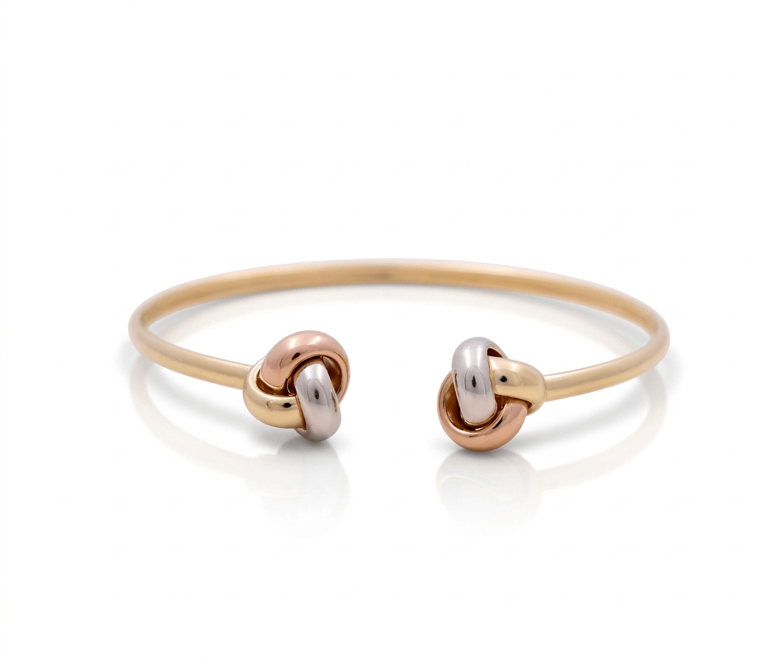 14K Tri Color Gold Bangle Bracelet Women's - Miral Jewelry