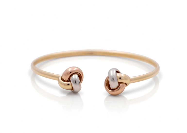14K Tri Color Gold Bangle Bracelet Women's - Miral Jewelry