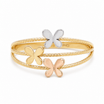 14K Tri Color Gold Butterflies Fashion Women's Ring - Miral Jewelry