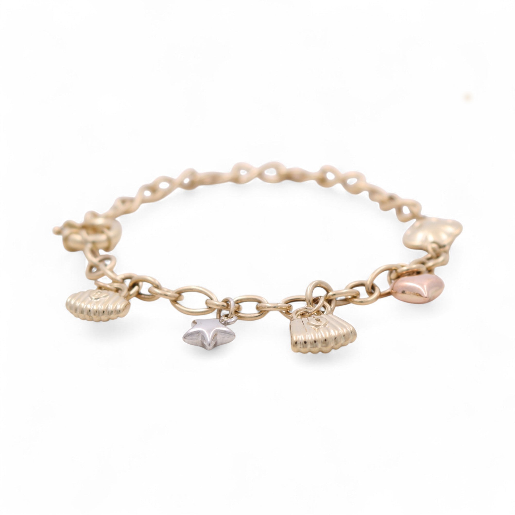 14K Tri Color Gold Charms Women's Bracelet - Miral Jewelry