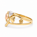 14K Tri Color Gold Clover Fashion Women's Ring - Miral Jewelry