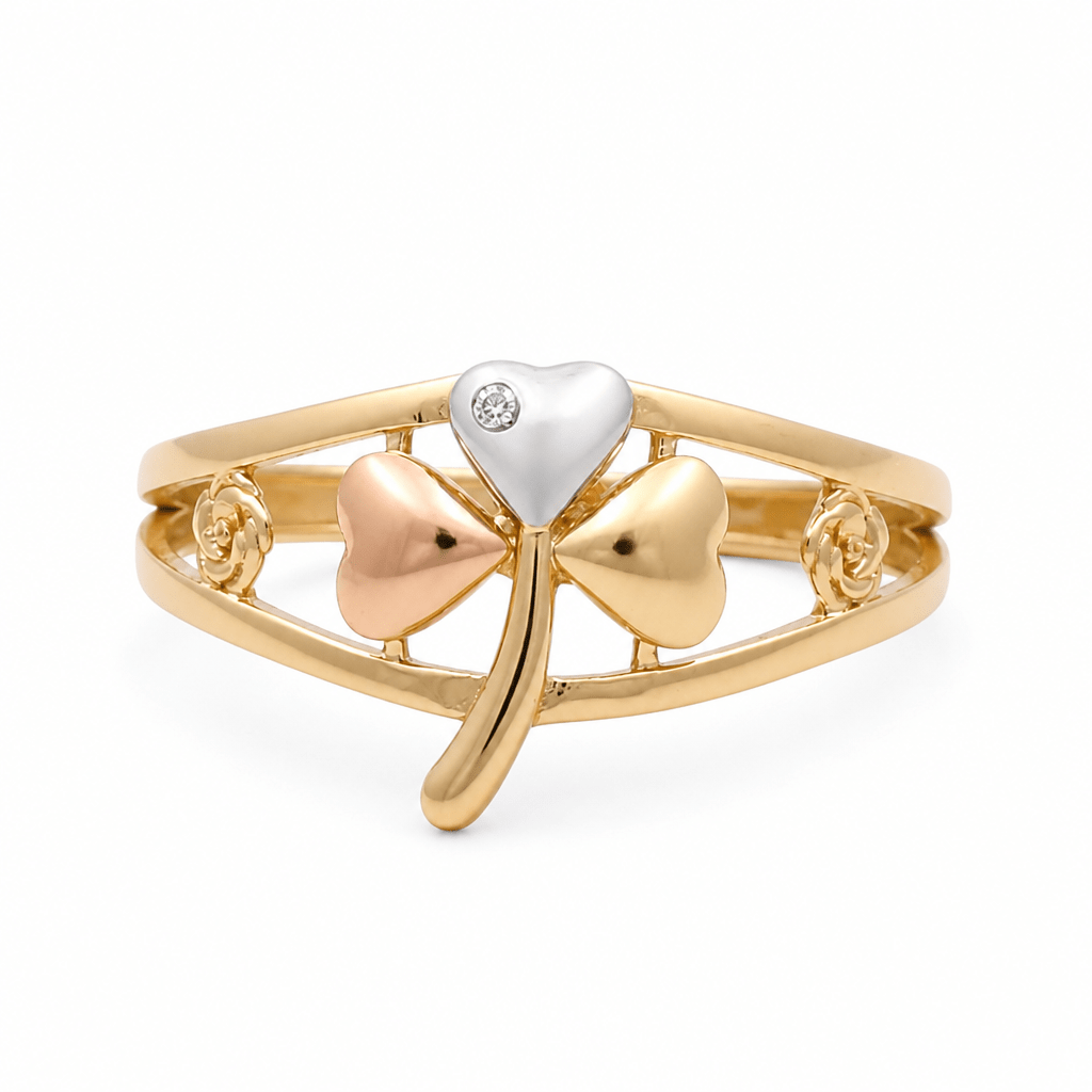 14K Tri Color Gold Clover Fashion Women's Ring - Miral Jewelry