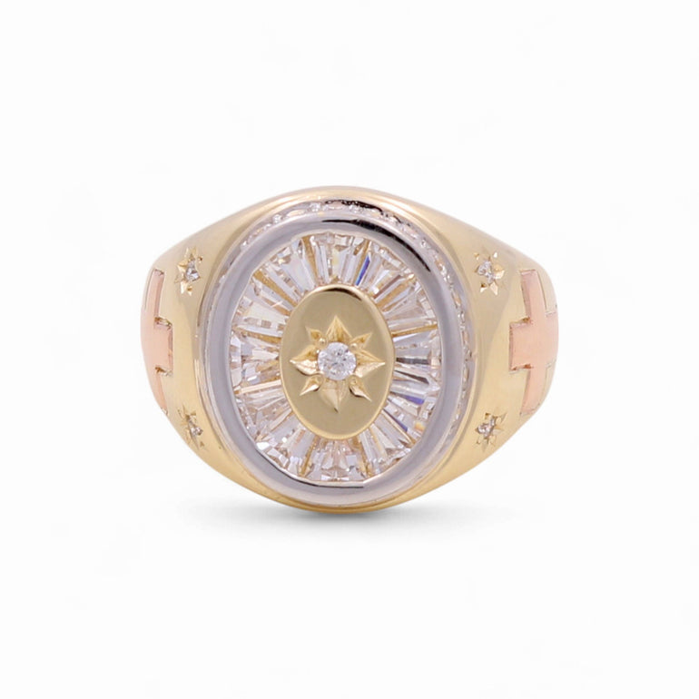14k Tri Color Gold Fashion Ring - Miral Jewelry