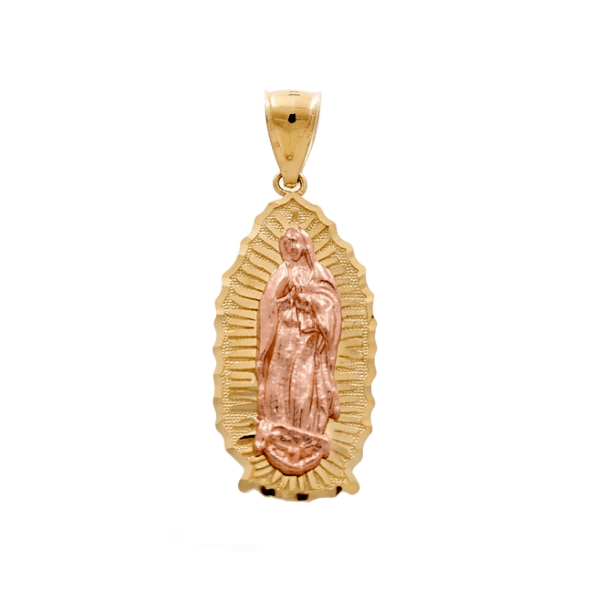 14K Two Tone Rose/Yellow Gold Guadalupe Pendant - Miral Jewelry