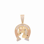 14K Two Tone Rose/Yellow Gold Horse with Cz Pendant - Miral Jewelry