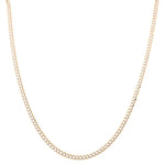 14K Two Tone White/Yellow Diamond Cut Curb Chain 24" - Miral Jewelry