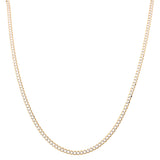 14K Two Tone White/Yellow Diamond Cut Curb Chain 24" - Miral Jewelry