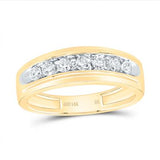 14K Two Tone White/Yellow Gold Band Diamond Wedding Band with 0.50Tw Rounds Diamonds - Miral Jewelry