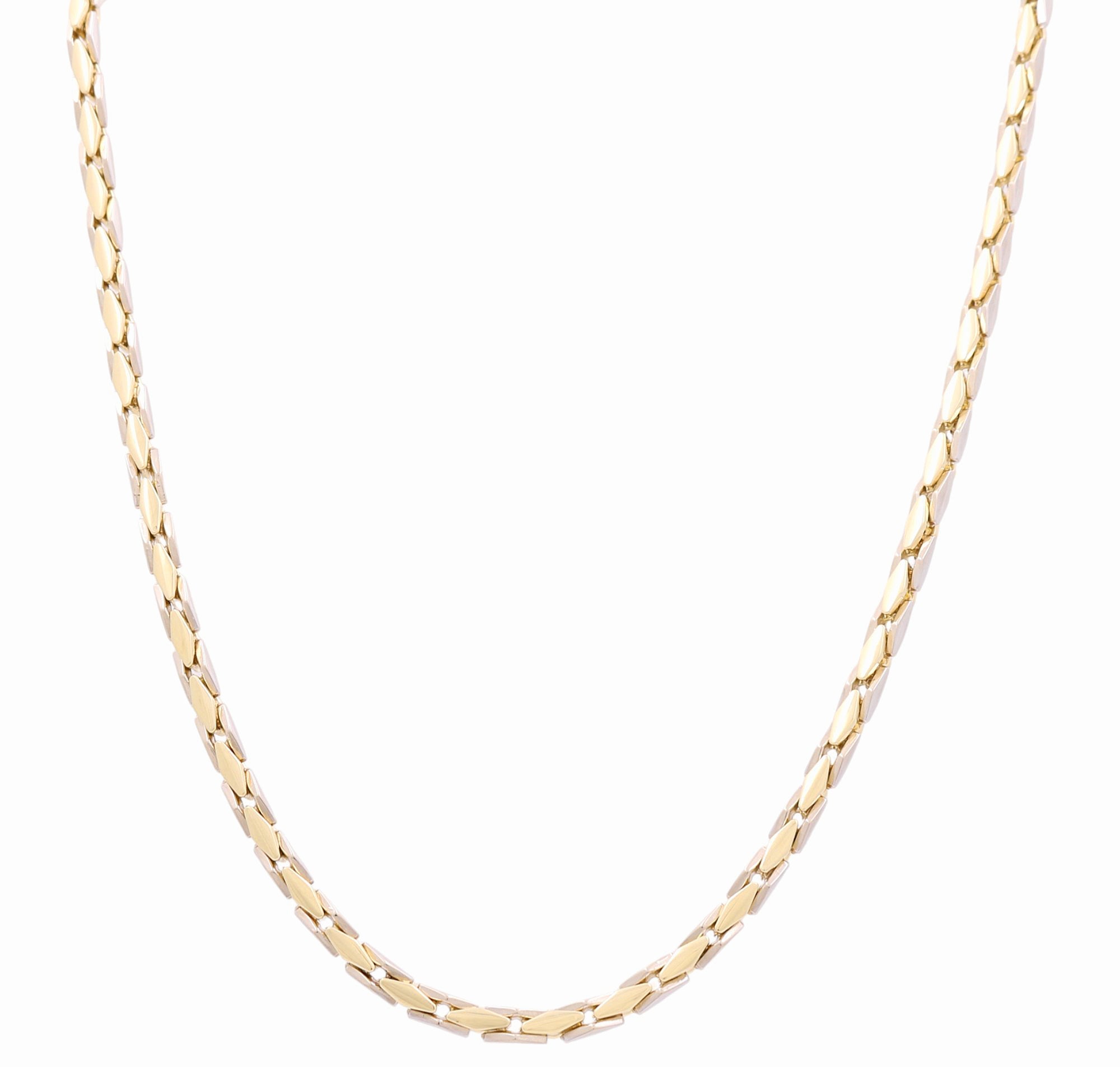 14K Two Tone White/Yellow Gold Chain 24" - Miral Jewelry