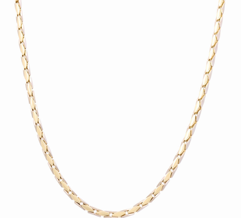 14K Two Tone White/Yellow Gold Chain 24" - Miral Jewelry