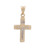 14K Two Tone White/Yellow Gold Crucifix Pendant - Miral Jewelry
