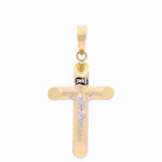 14K Two Tone White/Yellow Gold Crucifix Pendant - Miral Jewelry