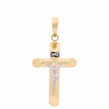 14K Two Tone White/Yellow Gold Crucifix Pendant - Miral Jewelry
