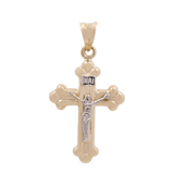 14K Two Tone White/Yellow Gold Crucifix Pendant - Miral Jewelry
