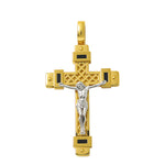 14K Two Tone White/Yellow Gold Crucifix Unisex Pendant - Miral Jewelry