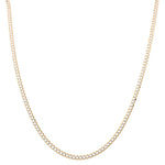 14K Two Tone White/Yellow Gold Curb Chain 18" - Miral Jewelry
