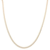 14K Two Tone White/Yellow Gold Curb Chain 24" - Miral Jewelry