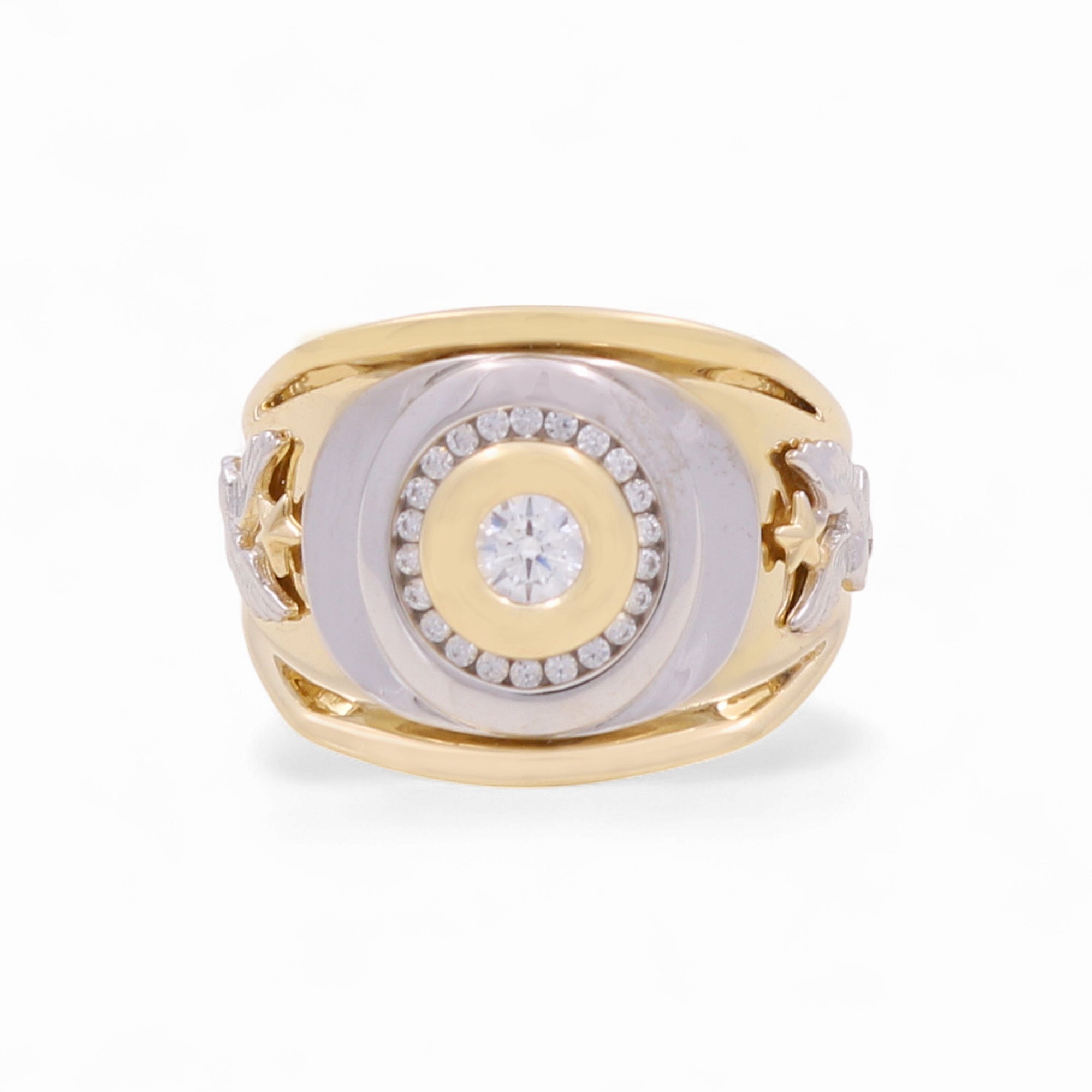 14k Two Tone White/Yellow Gold Eagle Fashion Ring - Miral Jewelry