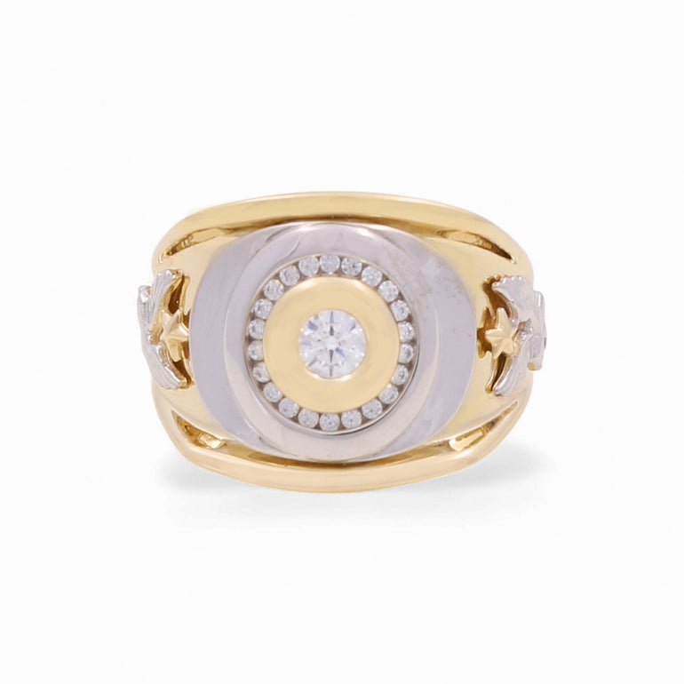 14k Two Tone White/Yellow Gold Eagle Fashion Ring - Miral Jewelry