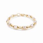 14K Two Tone White/Yellow Gold Fancy Link Bracelet - Miral Jewelry