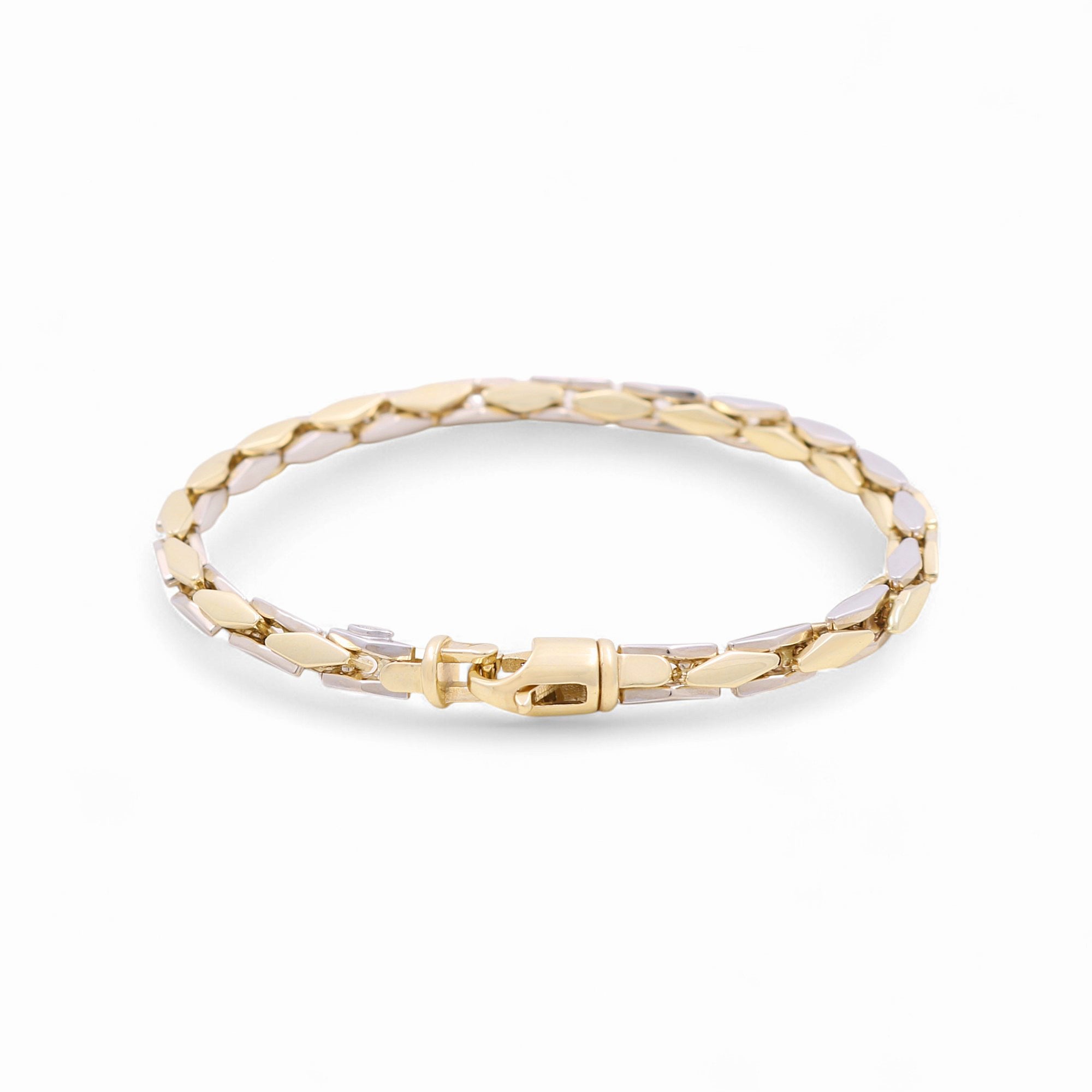 14K Two-Tone Gold Men's Fancy Link Bracelet 8.5in, 15.2 g – view 2
