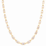 14K Two Tone White/Yellow Gold Fancy Link Chain 24" - Miral Jewelry