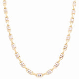 14K Two Tone White/Yellow Gold Fancy Link Chain 24" - Miral Jewelry