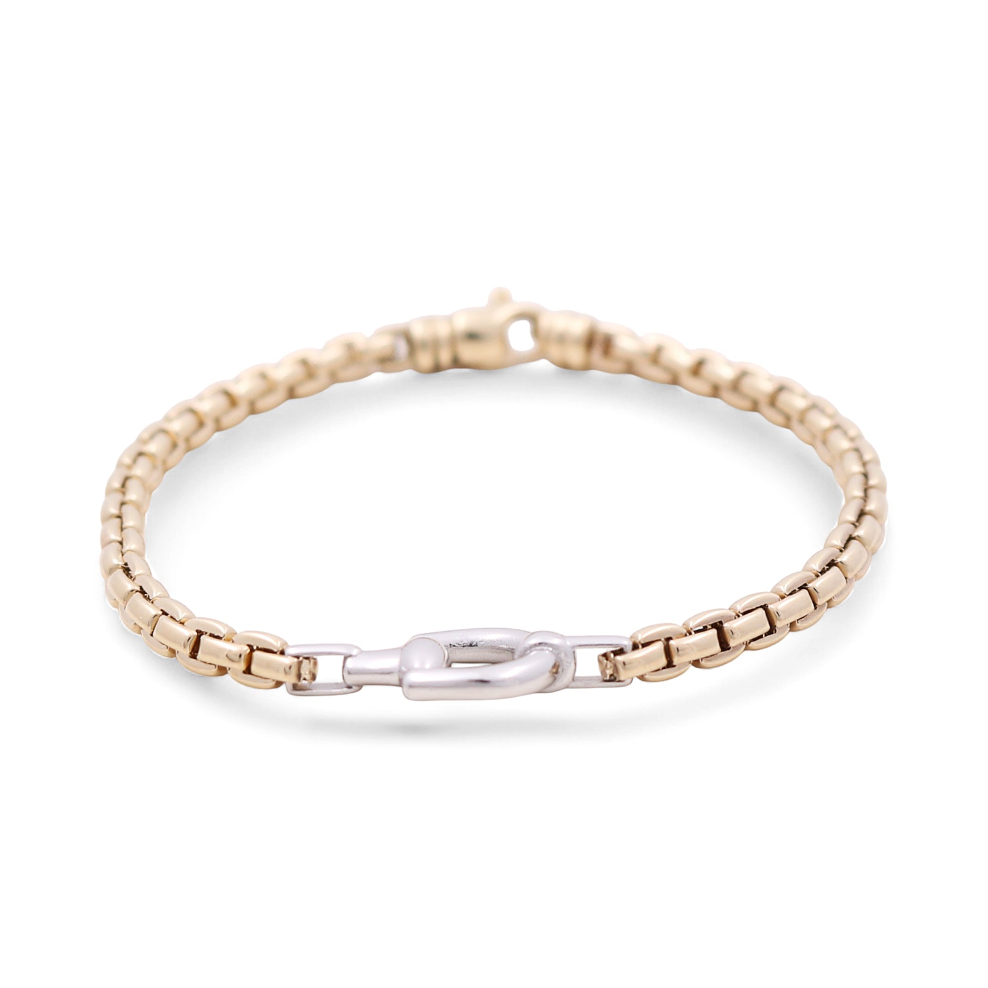 14K Two Tone White/Yellow Gold Fancy Link Women's Bracelet - Miral Jewelry