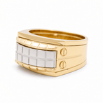 14k Two Tone White/Yellow Gold Fashion Men's Ring - Miral Jewelry
