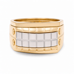 14k Two Tone White/Yellow Gold Fashion Men's Ring - Miral Jewelry