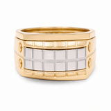 14k Two Tone White/Yellow Gold Fashion Men's Ring - Miral Jewelry