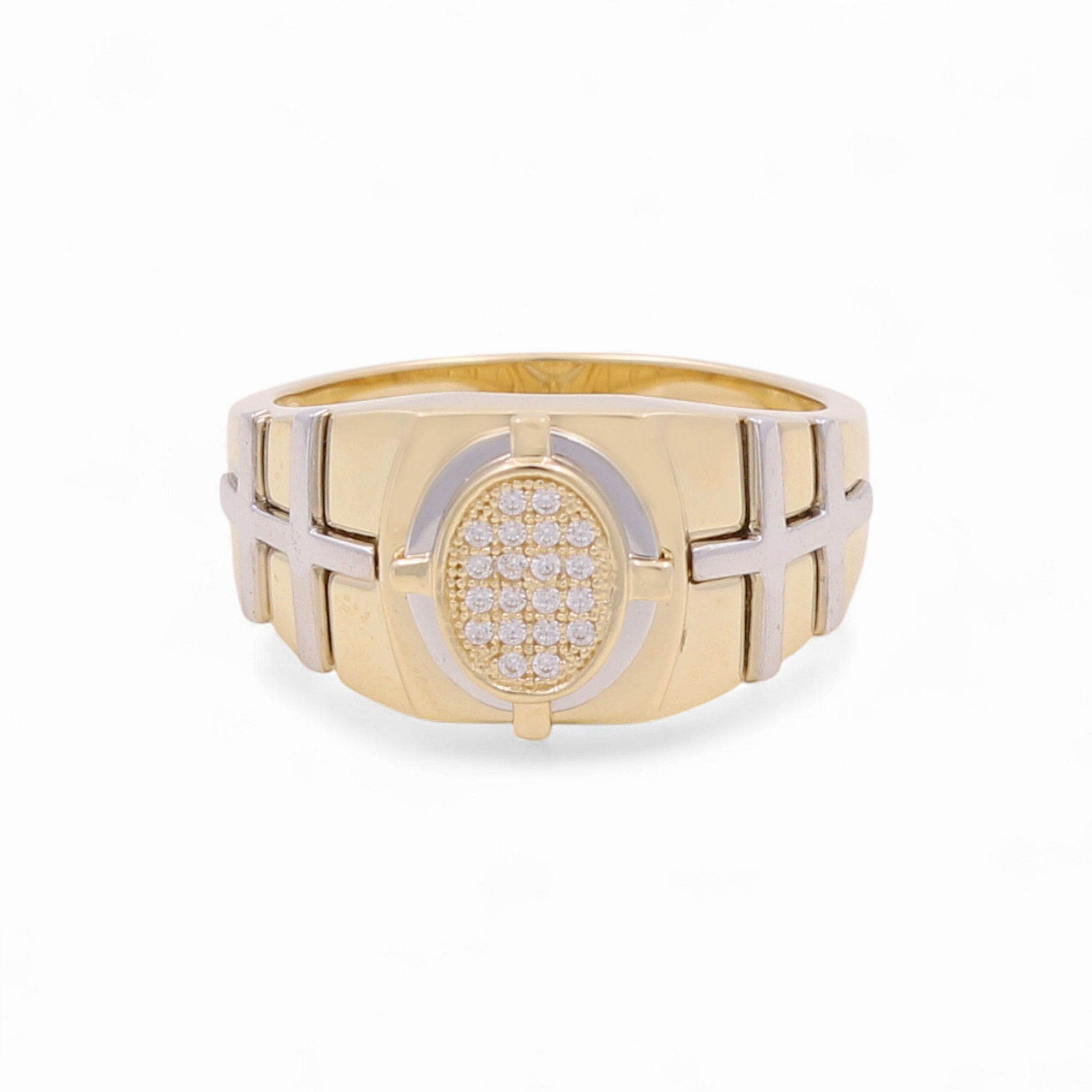 14k Two Tone White/Yellow Gold Fashion with Cz Ring - Miral Jewelry