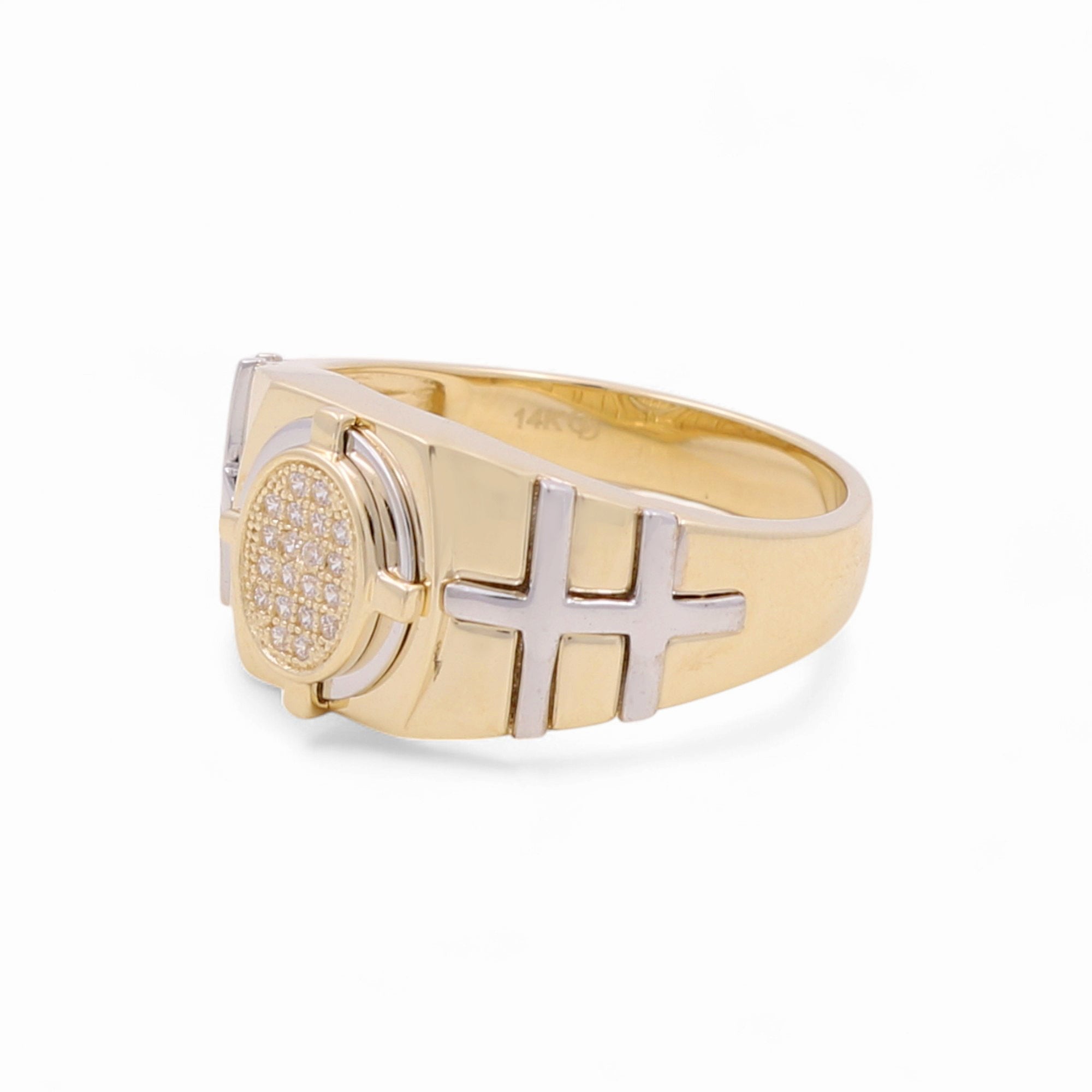 14k Two Tone White/Yellow Gold Fashion with Cz Ring - Miral Jewelry