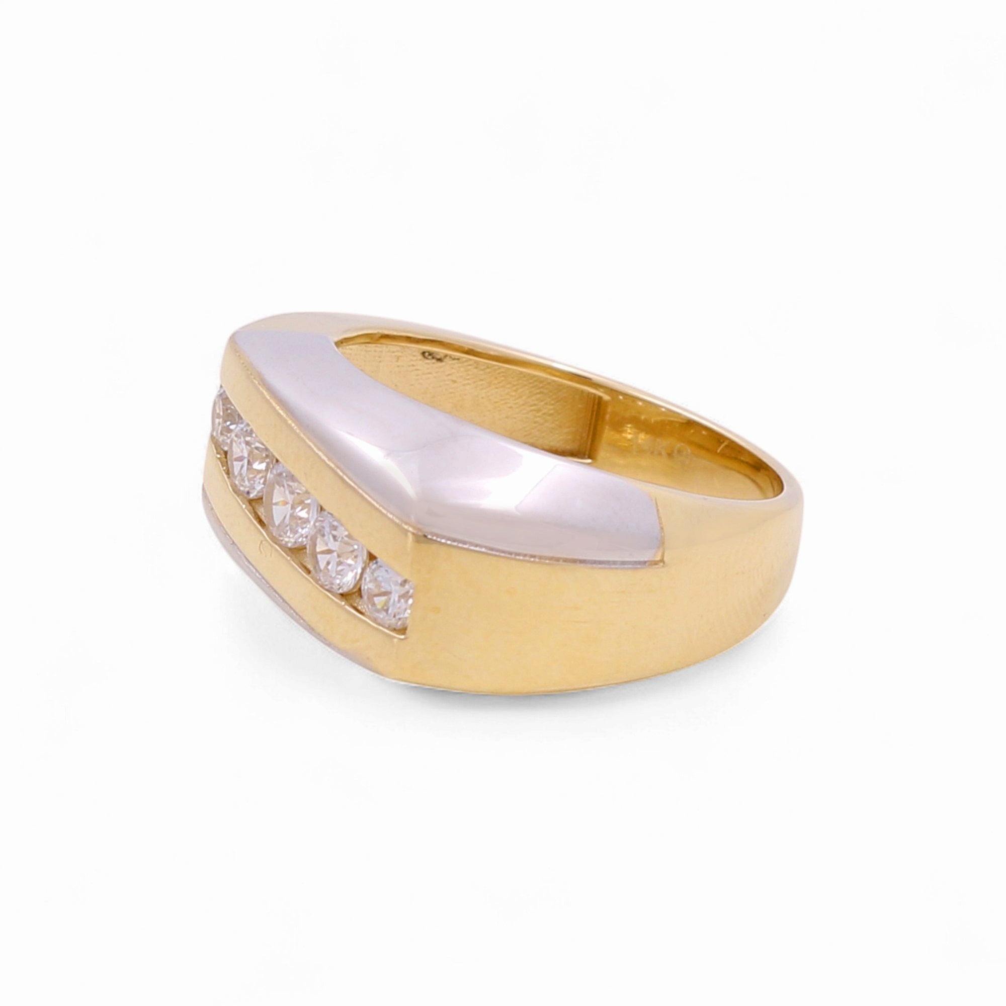 14k Two Tone White/Yellow Gold Fashion with Cz Ring - Miral Jewelry