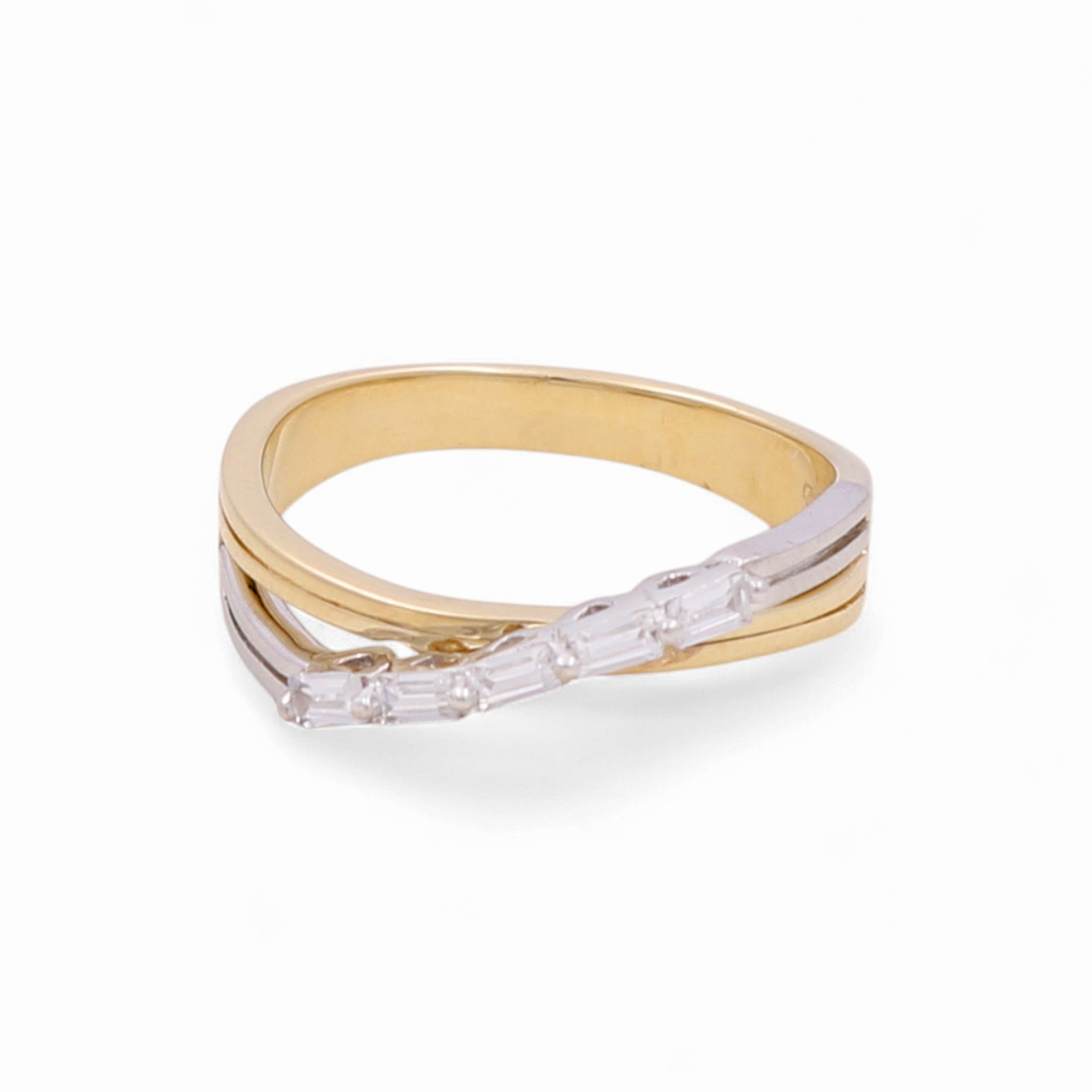 14K Two Tone White/Yellow Gold Fashion with Cz Women's Ring - Miral Jewelry