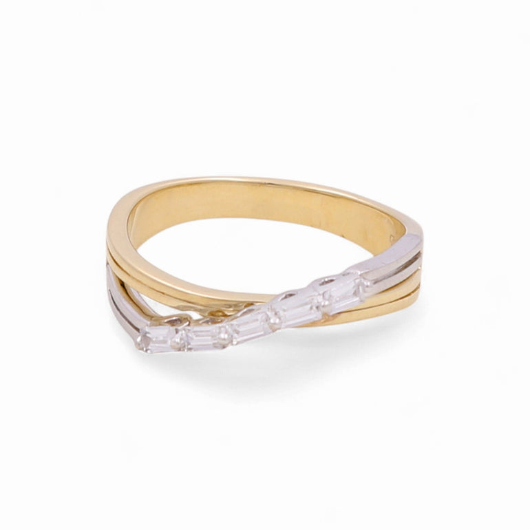 14K Two Tone White/Yellow Gold Fashion with Cz Women's Ring - Miral Jewelry