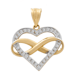 14K Two Tone White/Yellow Gold Heart with Infinit Pendant - Miral Jewelry