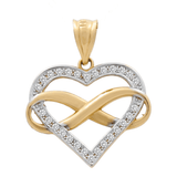 14K Two Tone White/Yellow Gold Heart with Infinit Pendant - Miral Jewelry