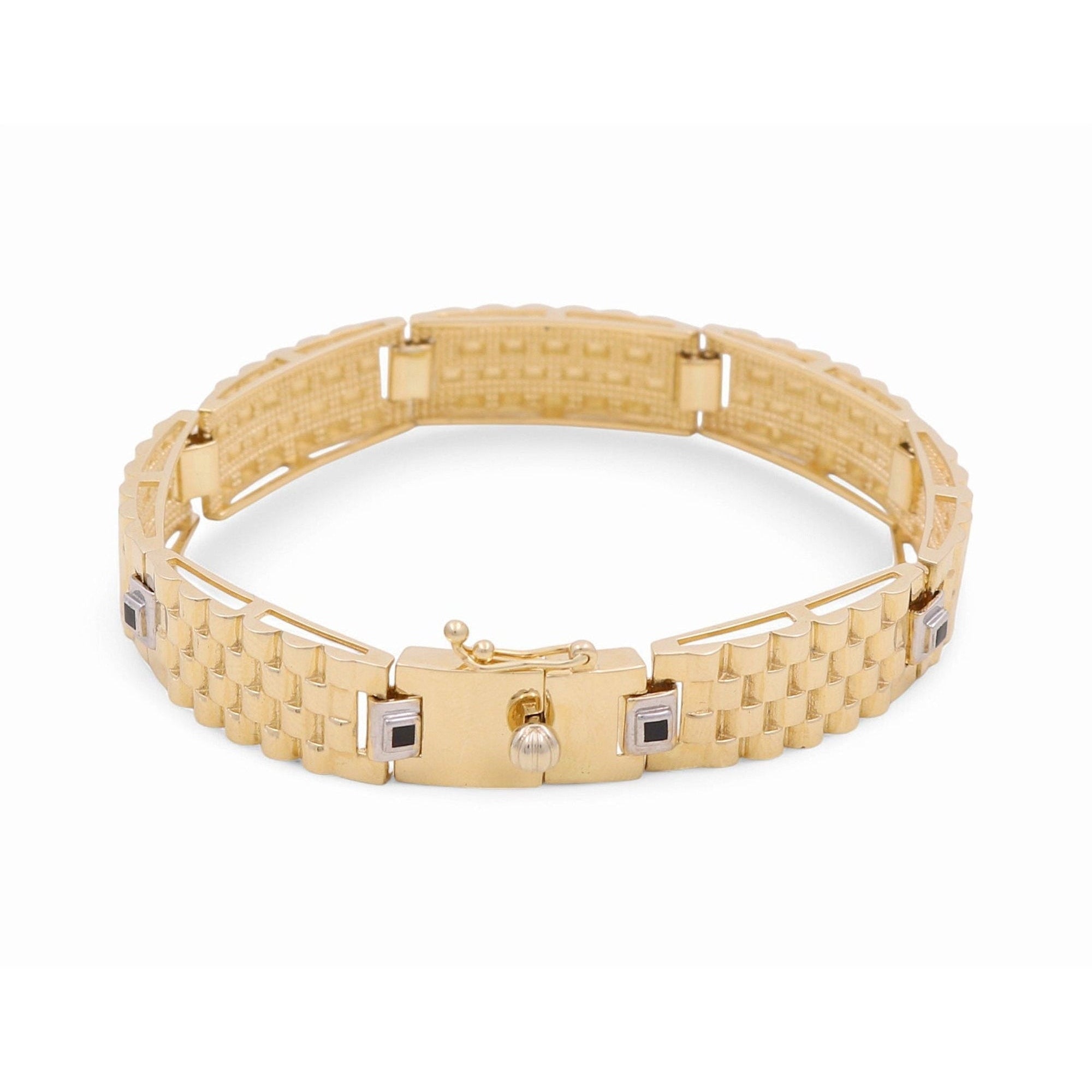 14K Two-Tone Gold Men's Watch-Band Bracelet 8in, 23.9 g