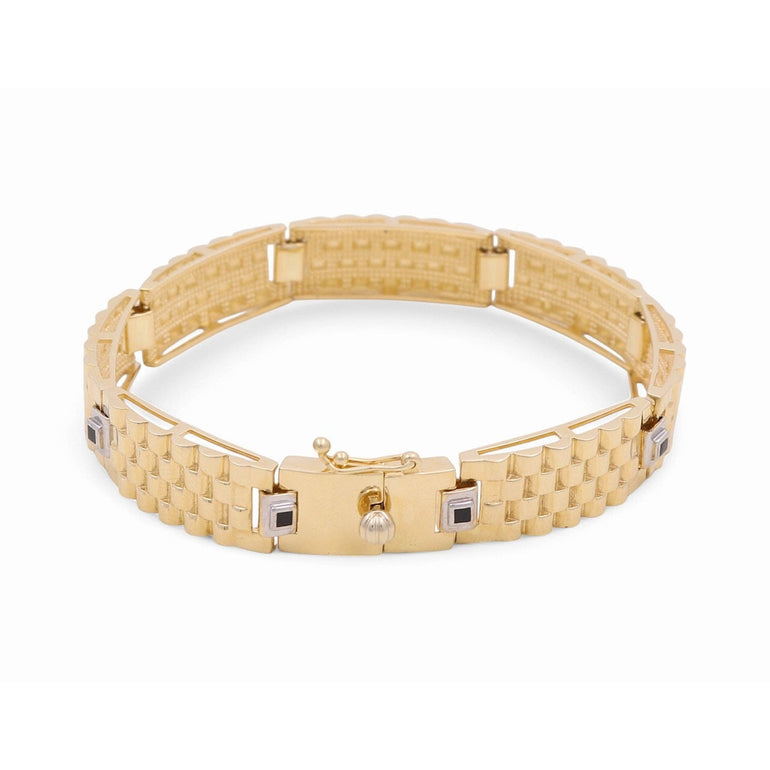 14K Two-Tone Gold Men's Watch-Band Bracelet 8in, 23.9 g