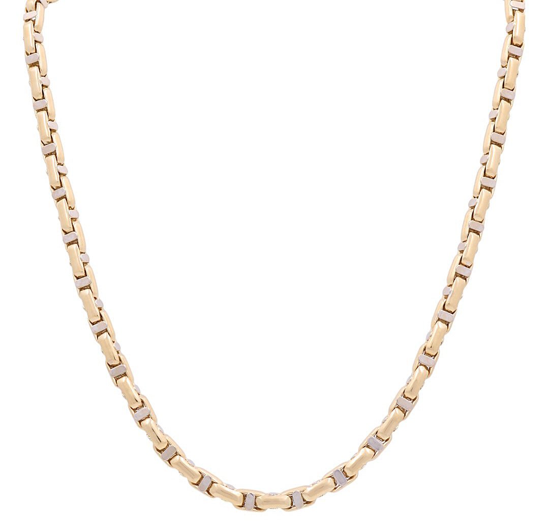 14k Two Tone White/Yellow Gold Italian Link Chain - Miral Jewelry