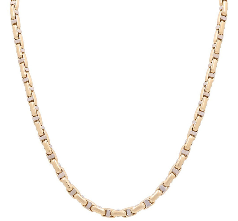 14k Two Tone White/Yellow Gold Italian Link Chain - Miral Jewelry