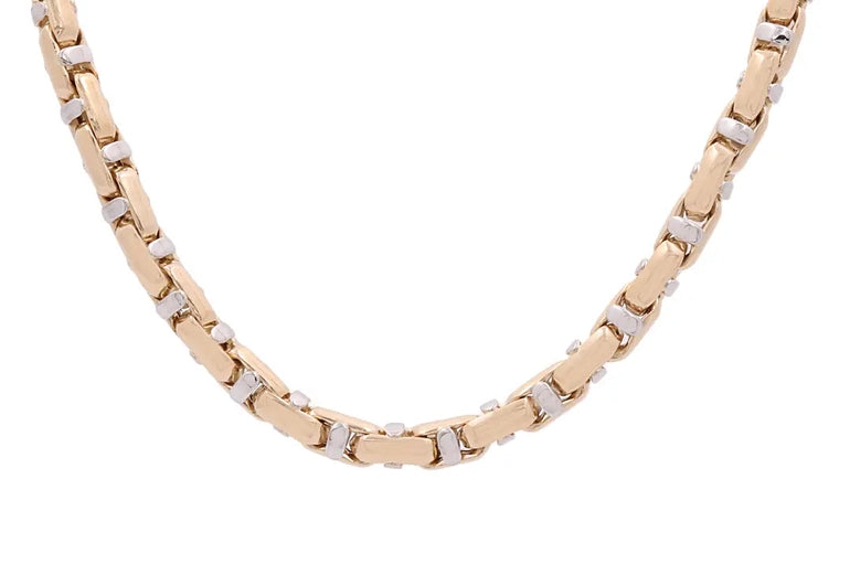 14k Two Tone White/Yellow Gold Italian Link Chain - Miral Jewelry
