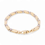 14K Two Tone White/Yellow Gold Italian Link Men's Bracelet - Miral Jewelry