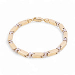 14K Two Tone White/Yellow Gold Italian Link Men's Bracelet - Miral Jewelry