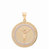 14K Two Tone White/Yellow Gold Jesus Medal Pendant - Miral Jewelry